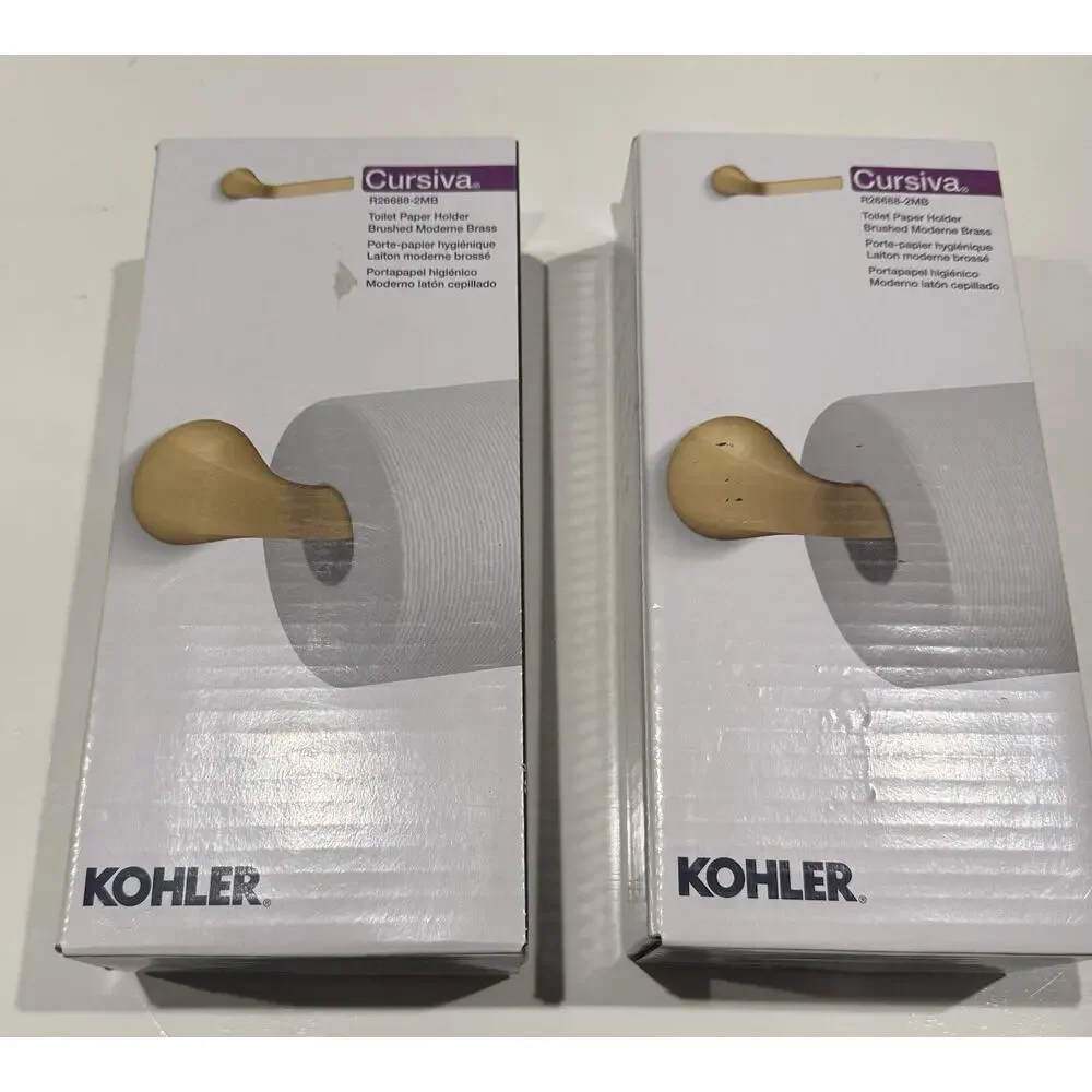 KOHLER Cursiva Wall-Mount Toilet Paper Holder in Vibrant Brushed Modern Gold